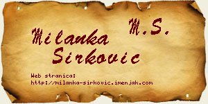 Milanka Sirković vizit kartica
